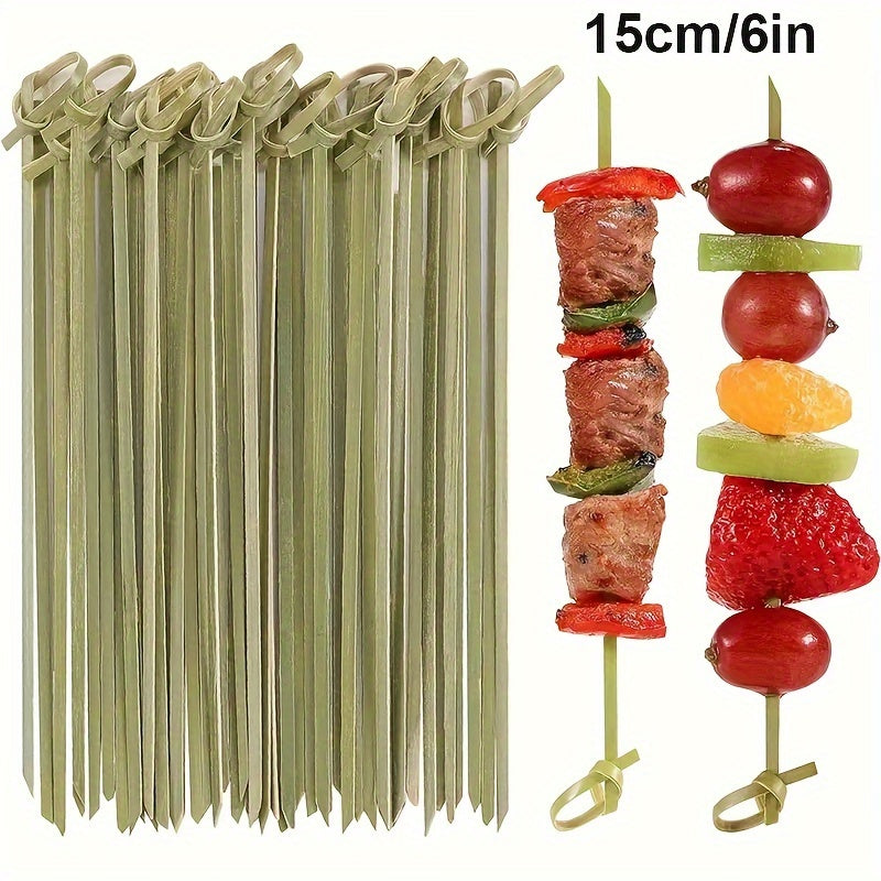 100 Natural Bamboo Knot Picks, 15.24 cm, for Appetizers, Party Supplies, Charcuterie Boards, Fruit Garnish, Food Sticks.