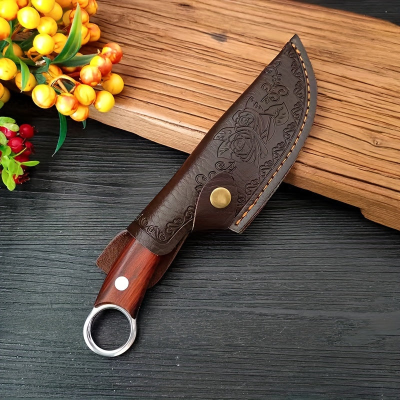 Durable PU sheath for kitchen knives and tools, gentle on blades, suitable for outdoor cooking and camping.