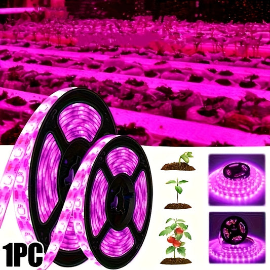 Flexible LED grow light strips with USB connection, providing full spectrum light for indoor plants.