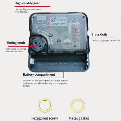 Set of 8 High-Quality Scan Movement and Hands for DIY Cross Stitch Clock