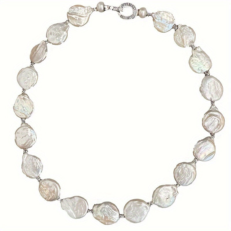 Stylish Baroque Style Freshwater Pearl Necklace featuring Pear-Shaped Beads - Ideal for both Casual and Formal Occasions