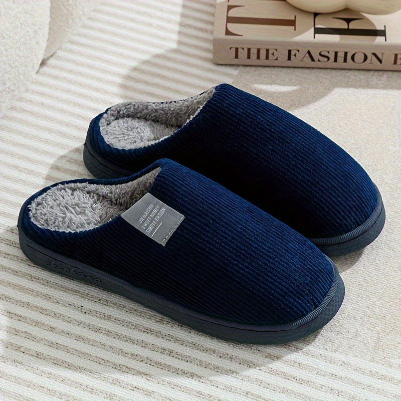 Men's Cozy Fleece-Lined Slippers: Soft, Warm Indoor Shoes for Fall/Winter