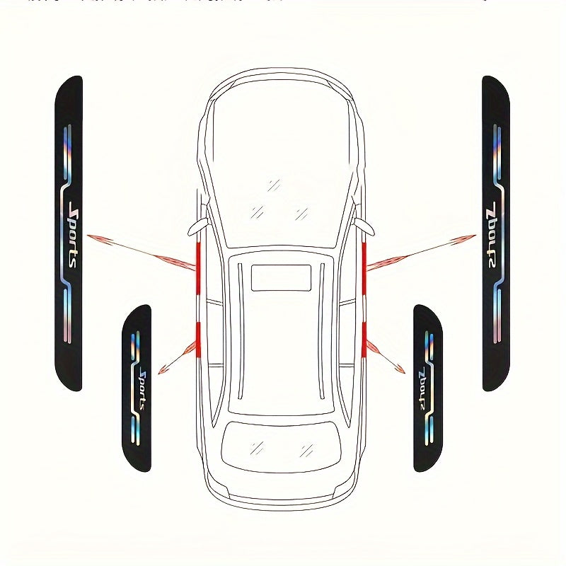 Protect your car door sills with colorful reflective PU leather guards for added safety and style.