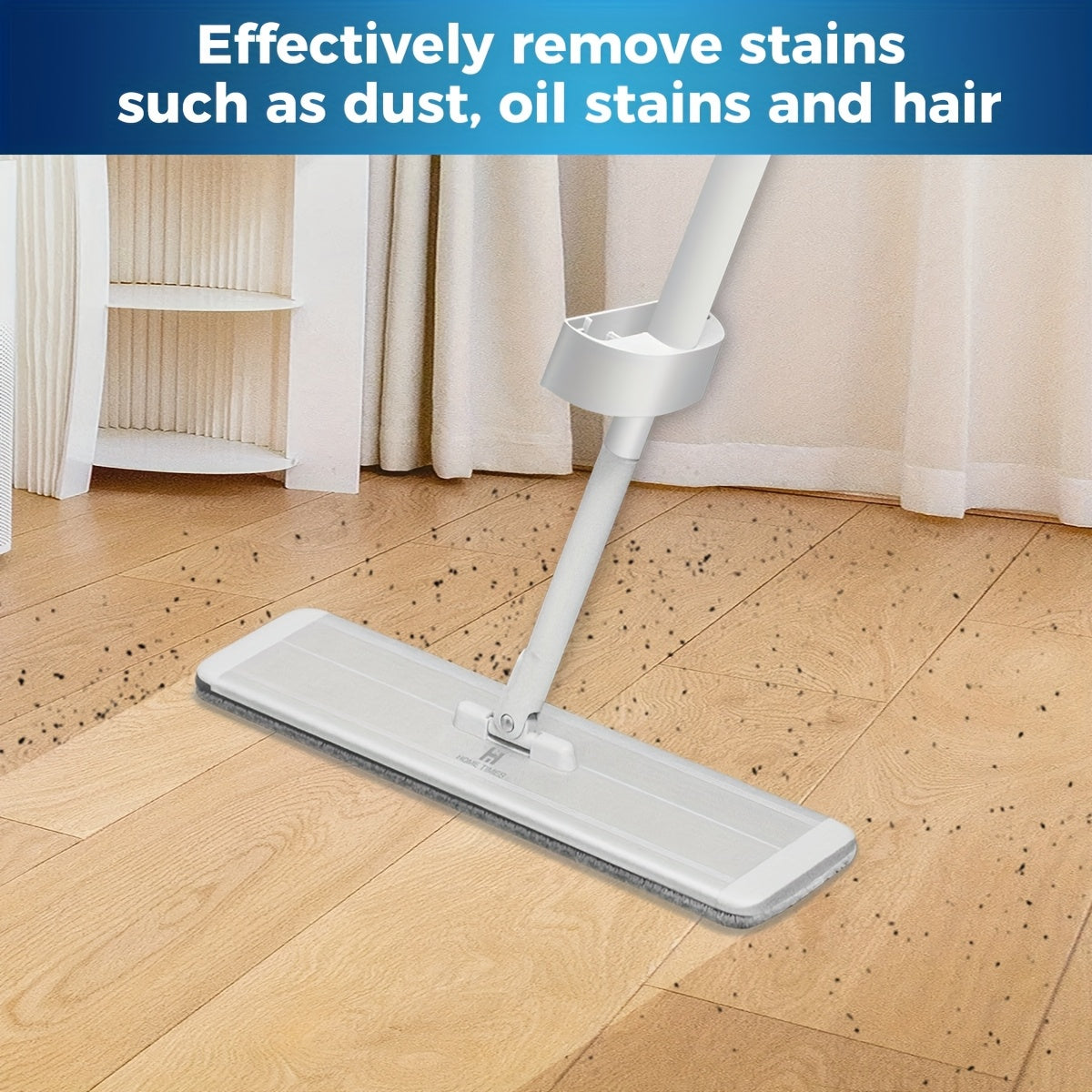 The HOME TIMES Aluminum Flat Mop and Bucket Set is perfect for all your cleaning needs. This set includes a wringer, 2 mop pads, and a silicone mop head. It is foldable and compact, requiring no electricity. Ideal for cleaning living rooms, bedrooms