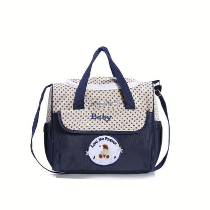 This versatile and durable messenger bag is made of lightweight polyester with a fun animal print design. It can be used as a multi-functional shoulder satchel for travel or as a cute bear diaper bag with multiple pockets for mothers. Suitable for ages