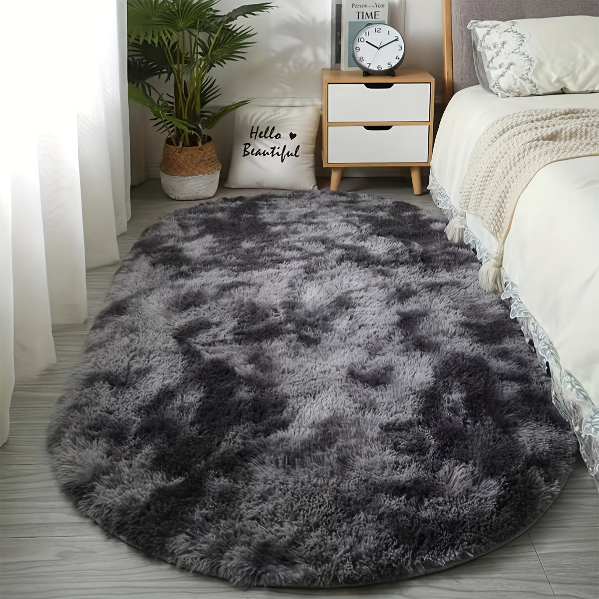 Indulge in Luxury with Our Super Soft Oval Rug - Easily Washable, Non-Slip Plush Mat Perfect for Bedroom, Living Room, and Home Decor. Lightweight and Simple to Maintain, This Rug is an Ideal Gift for Christmas, Halloween, or Thanksgiving.