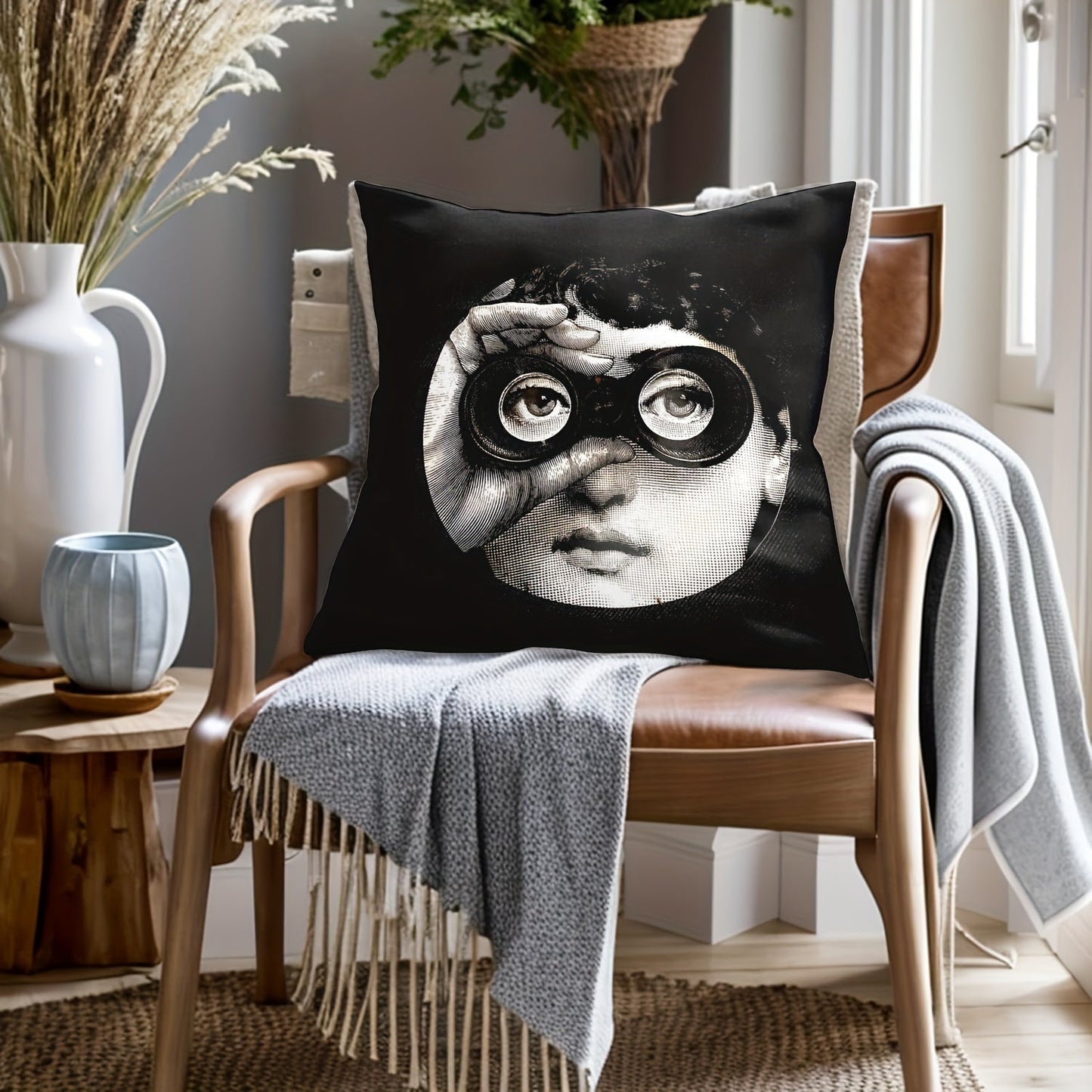 One Lina Cavalieri Artificial Throw Pillow Case featuring a Square Art Eye design for Decorative Cushion Cover, Pillowcase Only Included