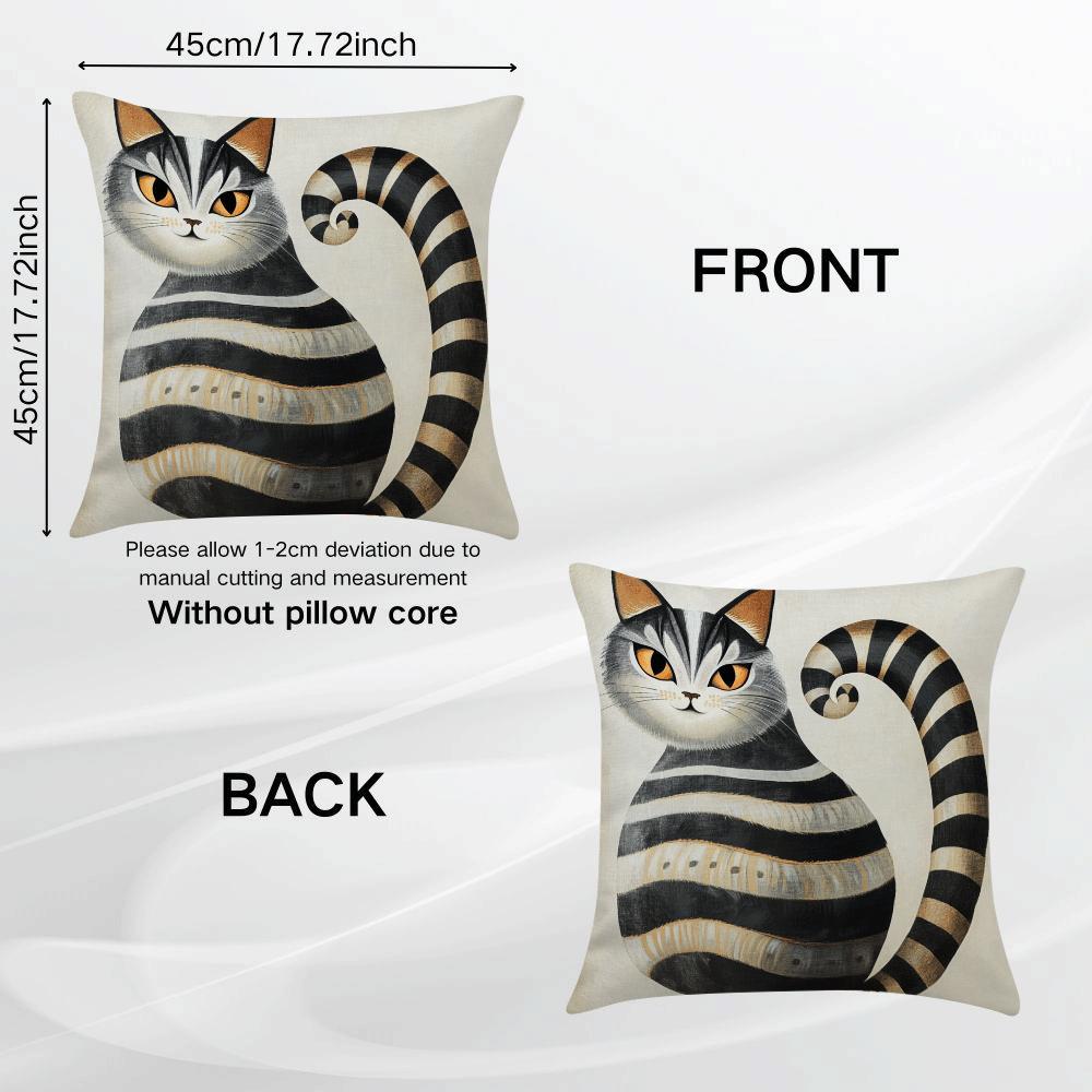 Add a touch of charm to your living room or bedroom sofa with this adorable Cat-Themed Decorative Cushion Cover, measuring 45.01cm. Made from machine washable polyester, this cover is perfect for cat lovers looking to add a cute and funny touch to their