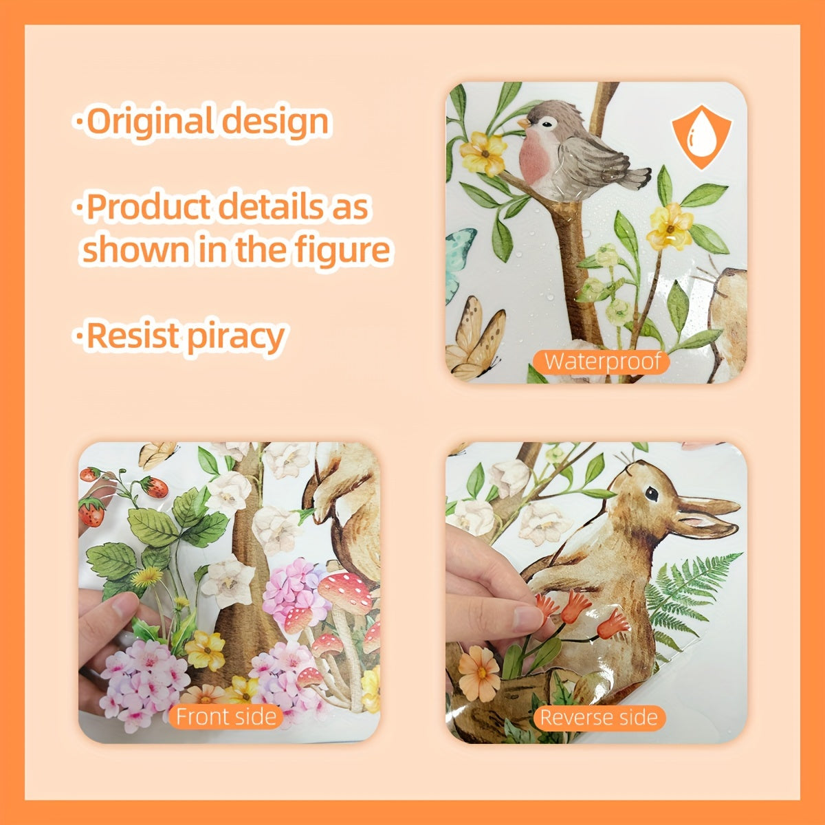 Decorate Your Home with Enchanting Forest Bunny & Bird Window Clings - Double-Sided, Reusable PVC Decals, 30.48cmx16