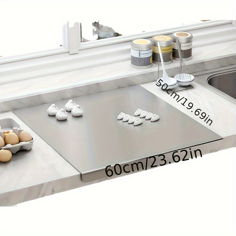 Stainless Steel Cutting Board - Heavy Duty and Non-Slip, Ideal for Cutting Meat, Fruits, Vegetables, and Bread. Measures 39.98cm*49.99cm or 49.99cm*59.99cm. Features Anti-Mildew Properties and is Durable. Perfect for Use as a Countertop Protector in Home