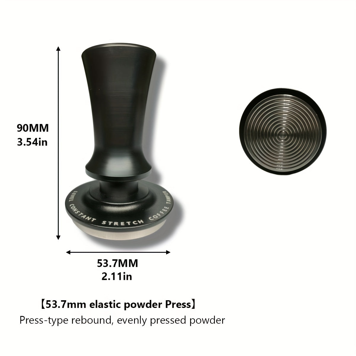 High-Quality Stainless Steel Espresso Tamper featuring Calibrated Spring - Available in 51/53/53.7/58mm Sizes, Long-lasting Carbon Brazed Coffee Tamper with Ripple Base for Even Ground Distribution, Essential Espresso Accessory