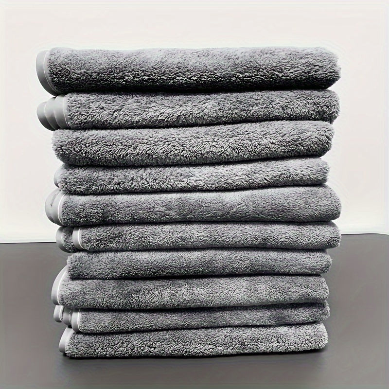 10-Pack of Super Absorbent Coral Fleece Towels, Ultra-Soft Polyester Blend, 280 GSM Knit Fabric, Modern Style for Home, Bath, Gym, Hotel, Spa. Quick-Dry Space-Themed Towels, Machine Washable.