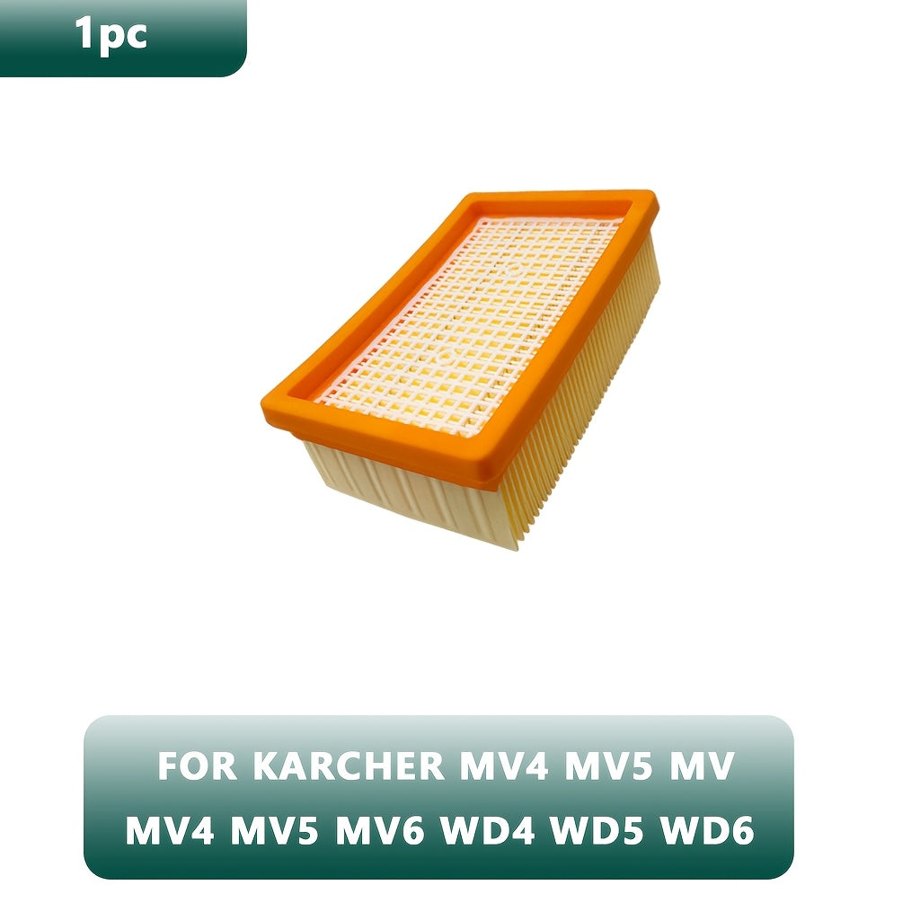 Karcher MV4/MV5/MV6 va WD4/WD5/WD6 bilan mos keladigan tekis yig'ilgan filtr - uzoq muddatli va oson almashtiriladigan, nam va quruq changyutgichlar uchun mos keladi, INT