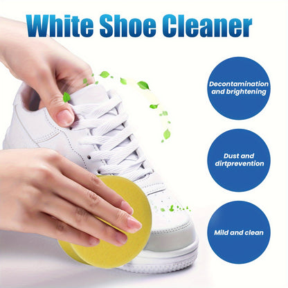 Sport Shoe Whitening Cleaning Cream with Sponge - Stain and Scuff Remover for Sneakers, Boots, and Canvas Shoes - Contains Chemicals - Quick and Effective Shoe Care Cleaner.