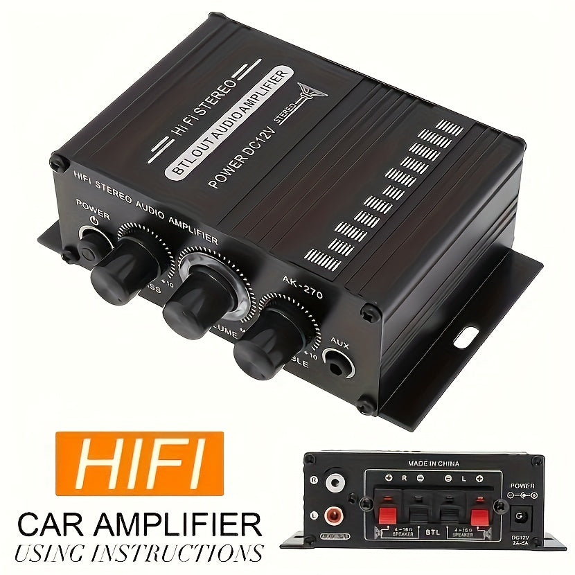 Ushbu 400W 2.0 stereo audio amplifikatordan foydalanib, uy/avtomobil teatri ovoz tizimingizni kuchli bass va trebl bilan kuchaytiring.