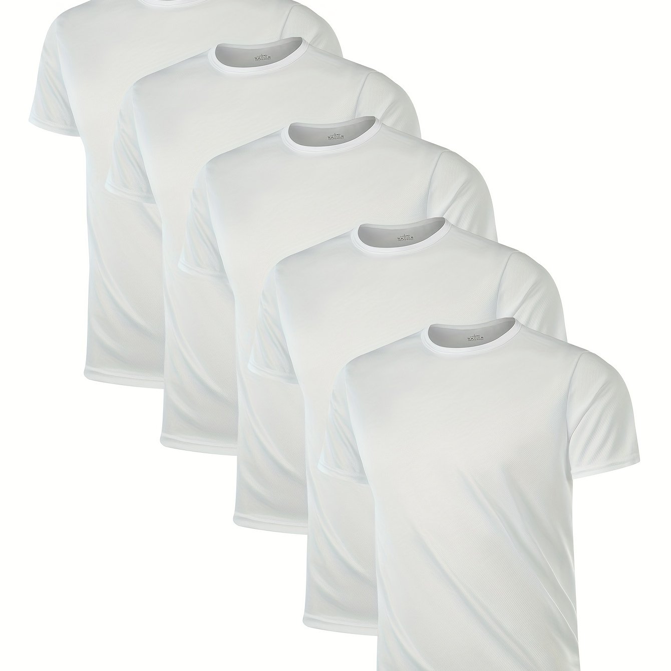 5 Men's Quick-Dry Running T-Shirts in Black, Short Sleeve, and Lightweight Polyester for Summer Sports and Casual Wear.