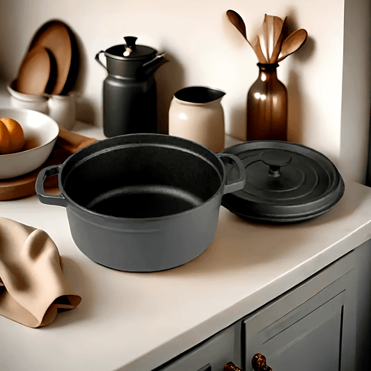 Sturdy Cast Iron Cookware Set for Home Kitchen, Includes Stew Pot, Double Wok, Bouilli Soup Pot, and Deep-Fryer, Perfect for Cooking Stews and Soups with Thickened Pig Iron Material