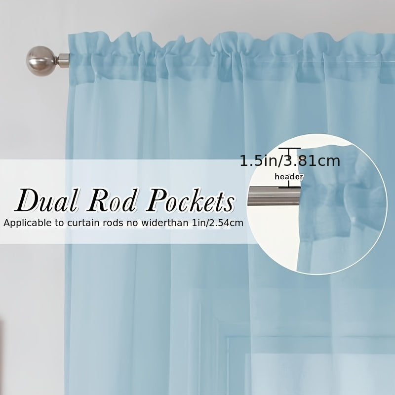 [Top Pick] Add a touch of elegance to your home with these stylish terylene gauze curtains. The two-piece set features a semi-transparent design in a plain color, perfect for creating a breathable and lightweight atmosphere in any room. Hang them with