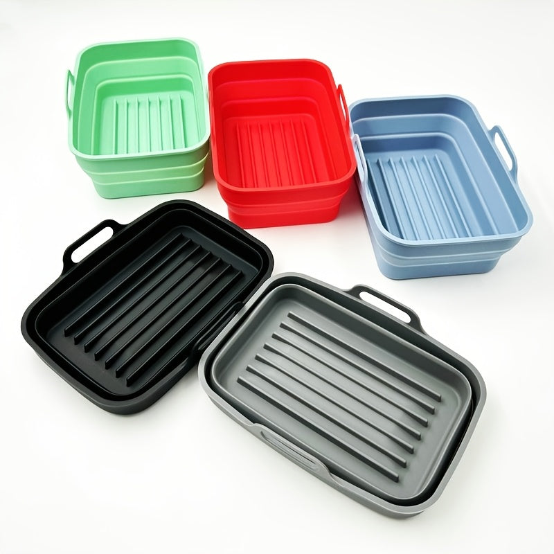 Set of 4 Silicone Air Fryer Accessories - Includes Collapsible Dual Basket Liners and Oven Mitts, Nonstick and Heat-Resistant, Fits Ninja, Tower, and Other Models