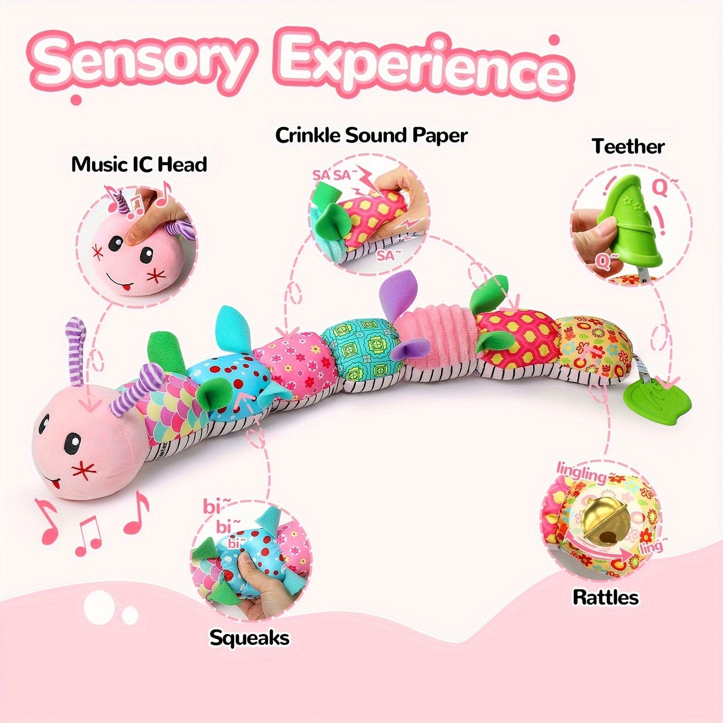 Soft Pink Infant Music Plush Toy with Melody, Ideal for Newborn Boys Aged 0-3-6-12 Months