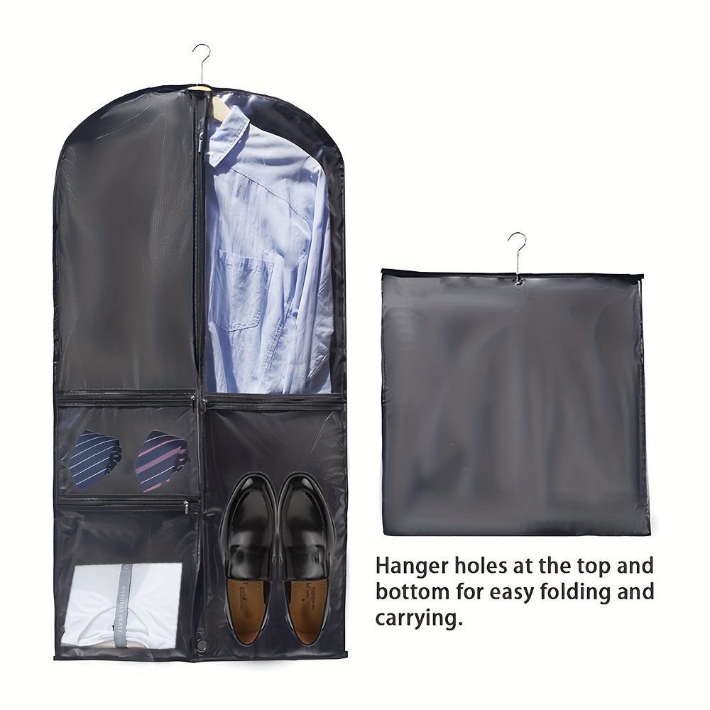 Large garment bag designed for suits, dresses, and dancewear with ample storage space - perfect for travel and business trips, offering hanging storage and protection from dust.