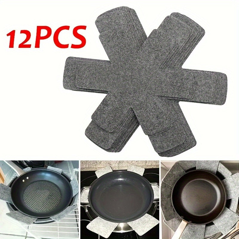 Set of 12 Felt Pot Covers - Non-Stick, Heat-Resistant, Scratch-Resistant Pads for Cookware and Tableware, Kitchen Pot Holders