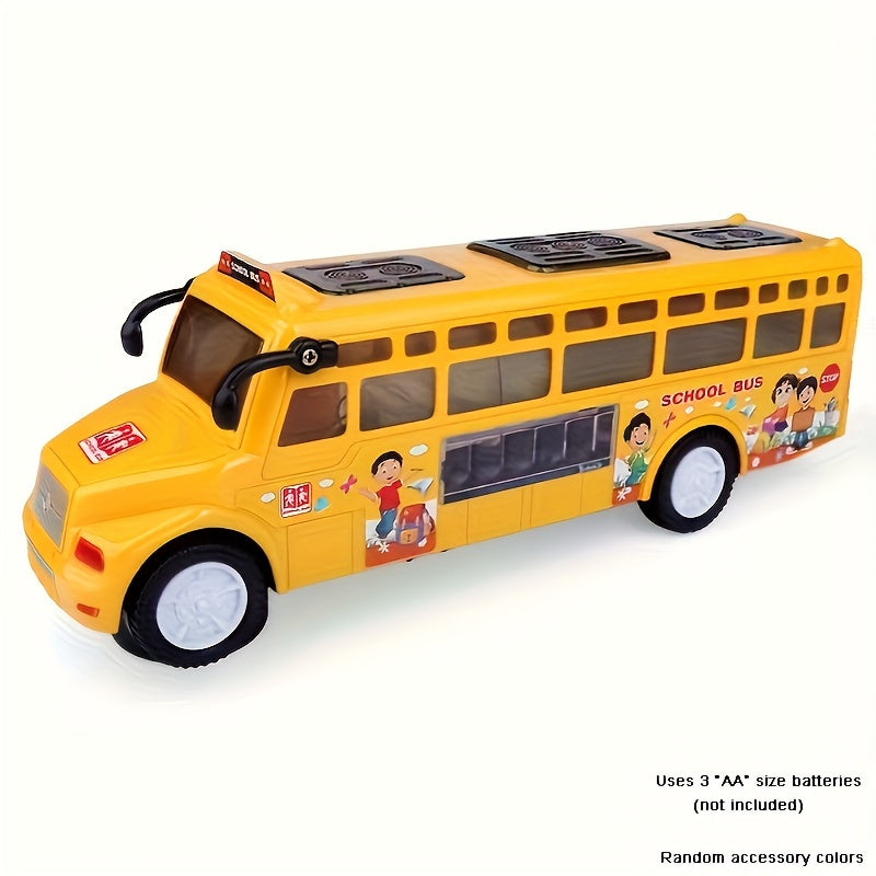 All-Wheel Drive Simulation Bus and Car Toy with Music and Lights, Electric School Bus, Perfect Gift for Boys and Girls