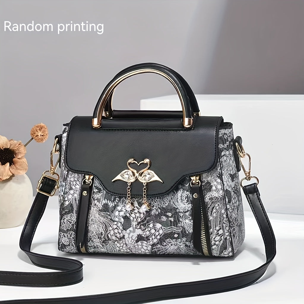 New high-end textured women's bag: stylish and practical printed handbag that can be worn as a trendy shoulder bag or crossbody for fashionable ladies.