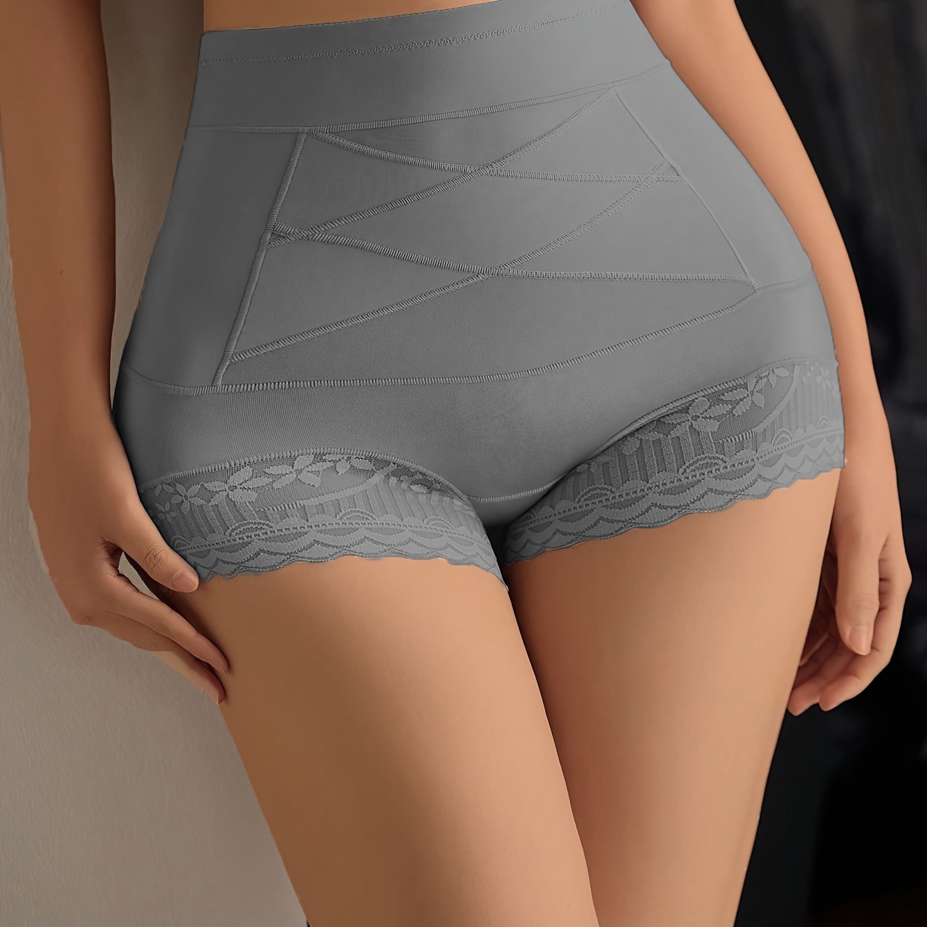 High-Waist Body Shaping Panties for Women with Lace Trim - Tummy Control, Breathable & Non-Rolling