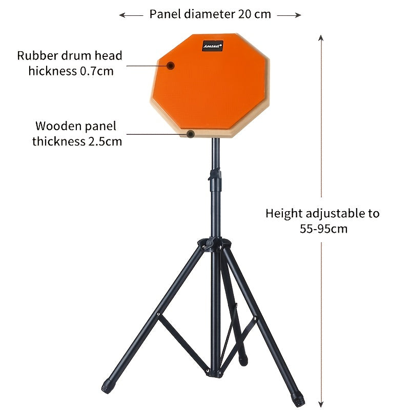 Улучшите свои навыки игры на барабанах с помощью премиум набора для практики с 8-дюймовыми резиновыми деревянными барабанами, оснащенного прочным кронштейном для улучшенного захвата и долговечности.