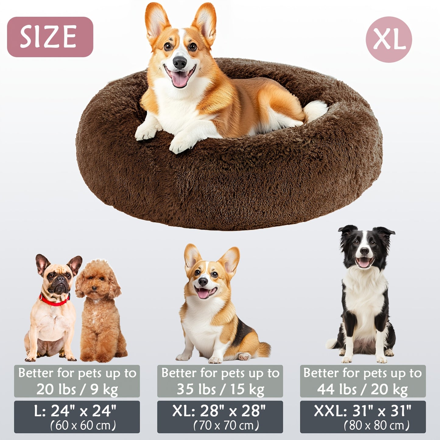 Cozy round pet bed for dogs, ideal for autumn and winter indoor sleeping.