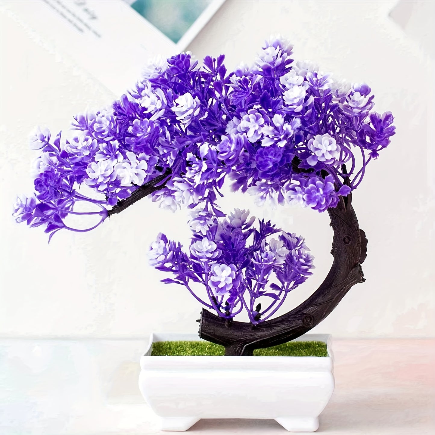 1 piece Artificial Pine Bonsai Tree, Plastic Flower Ornament in Container for Home, Room, Garden, Tabletop, Holiday Decor, No Electricity Required