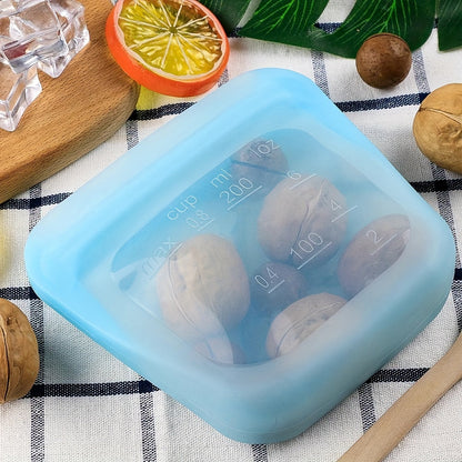 The newest version of the FreshStorage Bag is a Microwave Refrigerator Food Preservation Sealed Bag, made from leak-proof food-grade silicone with a self-sealing feature. This Recycling Storage Bag is perfect for storing and preserving food.