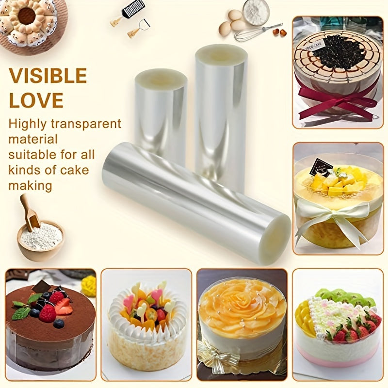 1 Roll of 10M/32.8Ft Transparent Acetate Cake Collar for Chocolate Mousse Cake Decoration, Available in Various Sizes