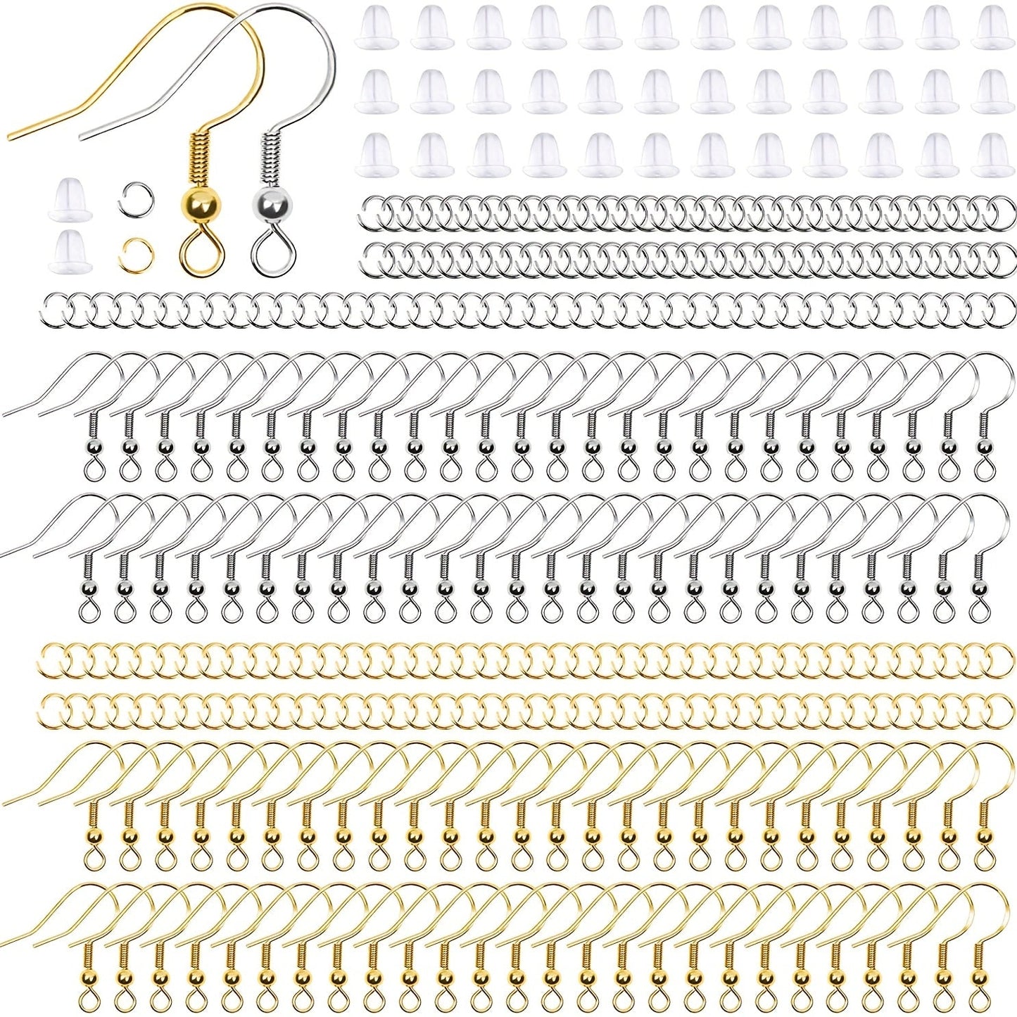 600-piece WINKIT Earring Hooks Kit, perfect for DIY jewelry making. Includes jump rings and clear rubber backs. Crafted from hypoallergenic iron, ideal for creating fashionable accessories for any occasion, such as Christmas, Halloween, or Valentine's