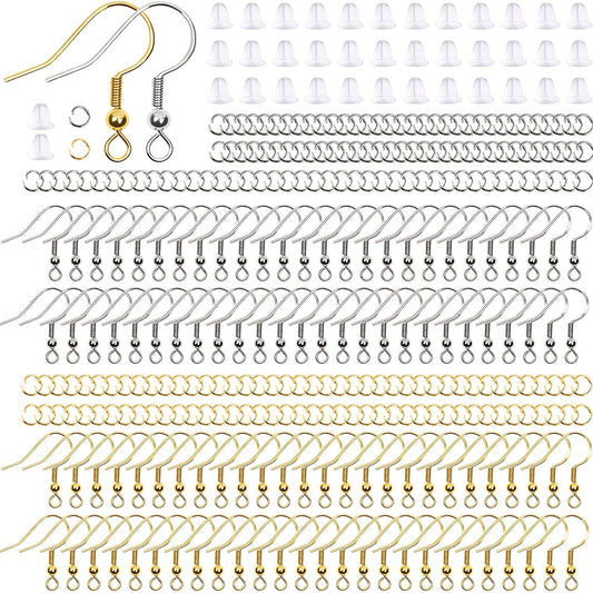 600-piece WINKIT Earring Hooks Kit, perfect for DIY jewelry making. Includes jump rings and clear rubber backs. Crafted from hypoallergenic iron, ideal for creating fashionable accessories for any occasion, such as Christmas, Halloween, or Valentine's