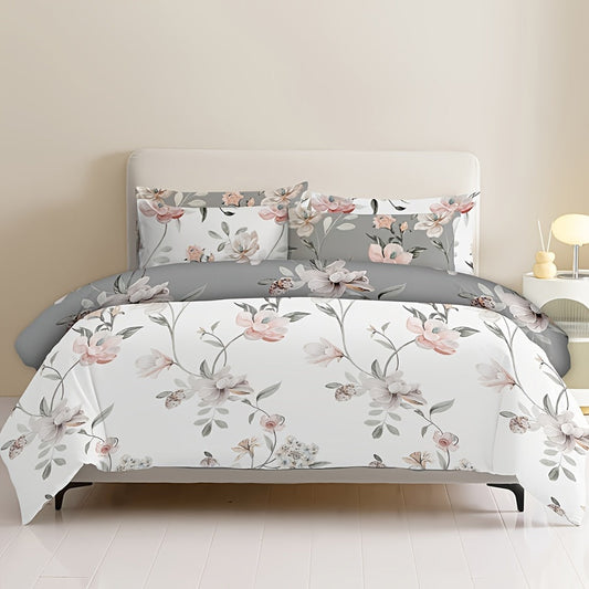 Flower Duvet Cover Kit includes 2/3 pieces (1 duvet cover, 1 or 2 pillowcases - pillow and duvet inserts not included). This kit is suitable for all seasons, with a washable AB face design that is comfortable and skin-friendly. Perfect for bedroom or