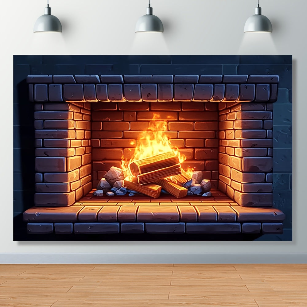 Create the cozy ambiance of a real fireplace with this 3D Fireplace Backdrop Cloth. Made from durable polyester, this wall decor is perfect for all seasons. Easy to hang with no need for electricity or batteries, it is a perfect addition to any bedroom