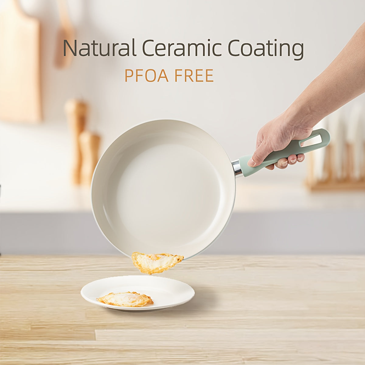 Set of 3 Ceramic Nonstick Aluminum Cookware pieces that are PFOA & PFAS Free. Includes 20.32cm, 24.13cm, and 27.94cm Skillet Frying Pans with Soft Touch Handles for Healthy Cooking. Perfect for Kitchen Pots and Pans Set.