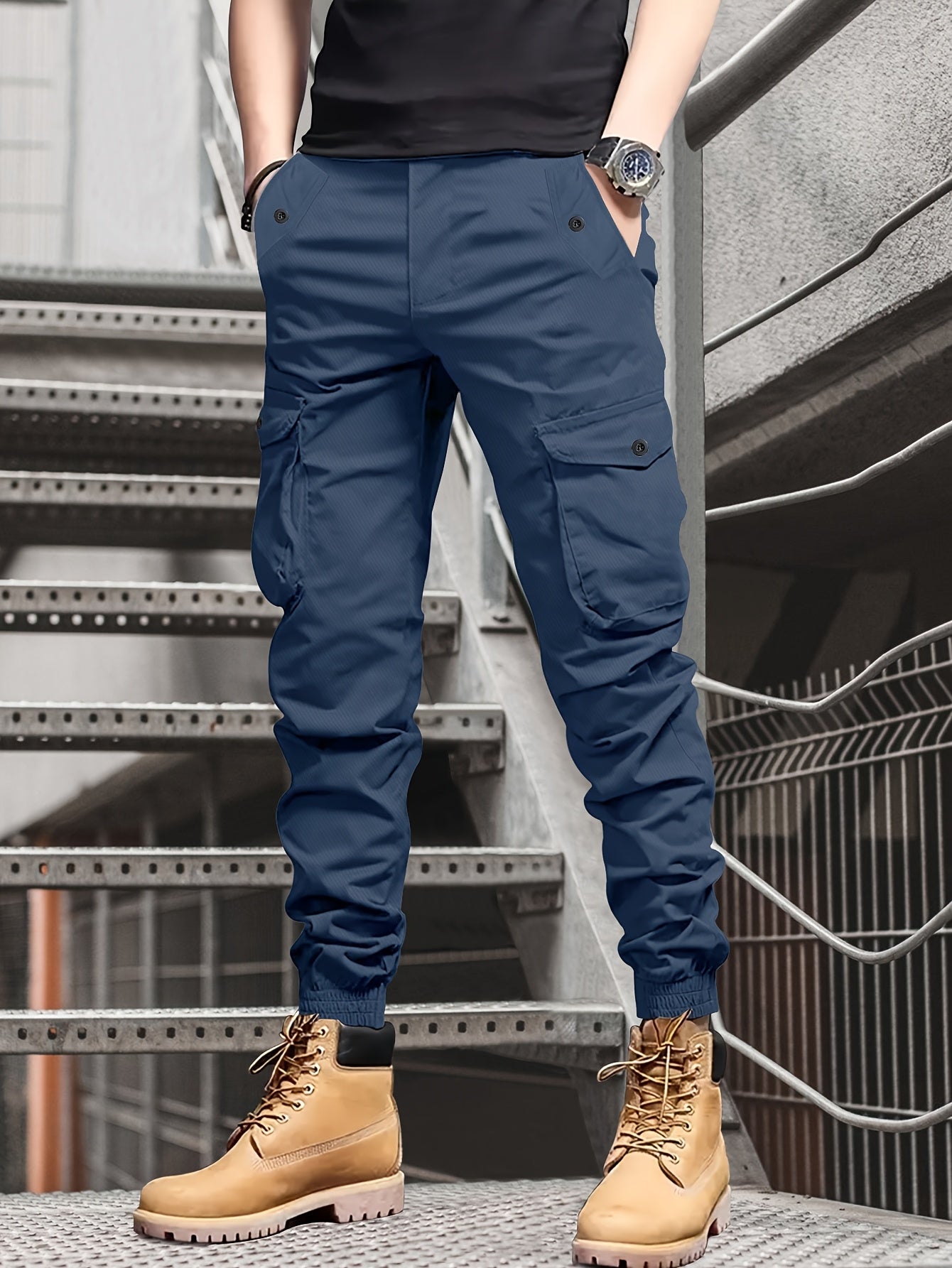 Men's cargo pants with multiple pocket decorations, suitable for spring and summer. Model 2188. Stylish and casual joggers.