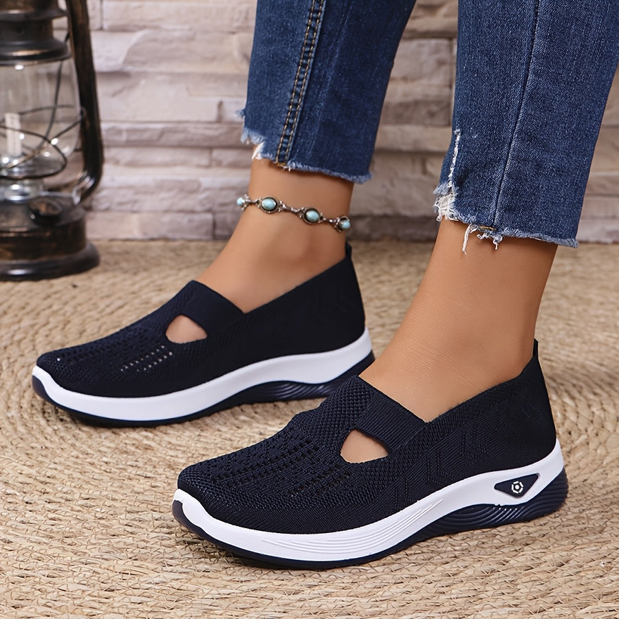 2024 New Style Women's Shoes: Breathable Knitted, Trendy Lace-Up Sports Shoes for Cross-Border Trade.