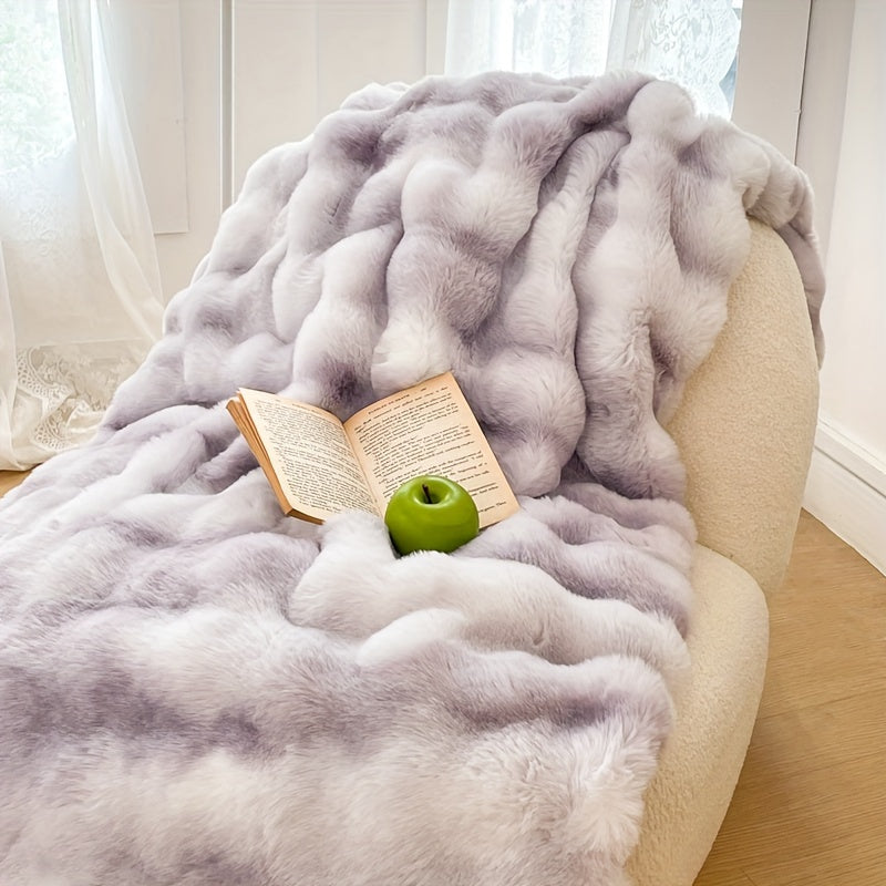 Luxurious Faux Rabbit Fur Weighted Blanket - High GSM, Cozy and Soft for Sofa, Couch, and Bed - Elegant Fluffy Decoration - Heavy and Warm Blanket, Perfect Easter Gift