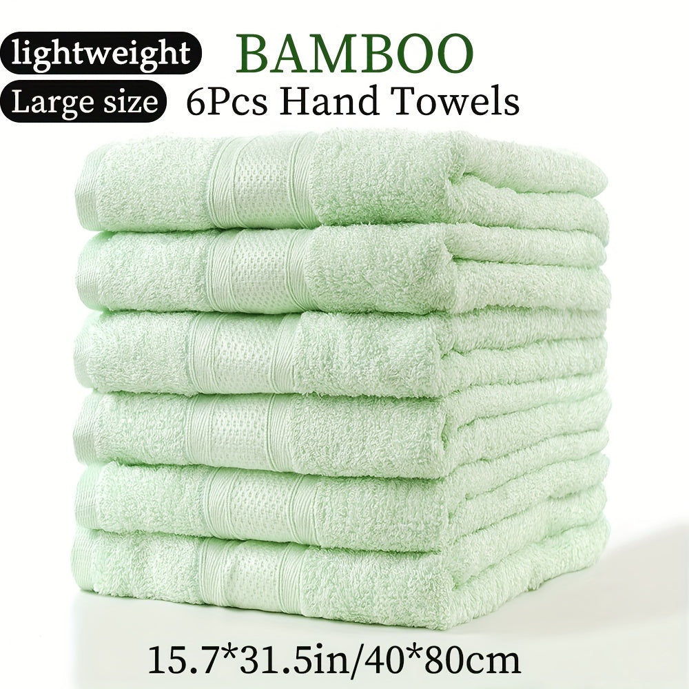 6-piece Bamboo Fiber Hand Towel Set (13.4*29in/34*74cm) 420GSM, Solid Color, Soft and Cool, Suitable for Bathroom, Fitness, Hotel, and Outdoor Activities. Multiple colors available.