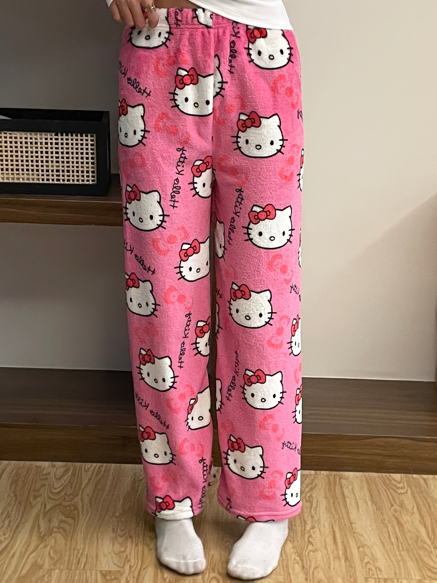 Sanrio Hello Kitty cozy flannel pajamas for women, officially licensed and perfect for relaxing and sleepwear.