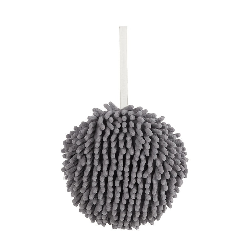 Large Nordic style chenille hanging hand drying ball with quick-dry absorbent properties. Perfect for use as a bathroom towel or cute kitchen cloth, made from high-quality fabric material.