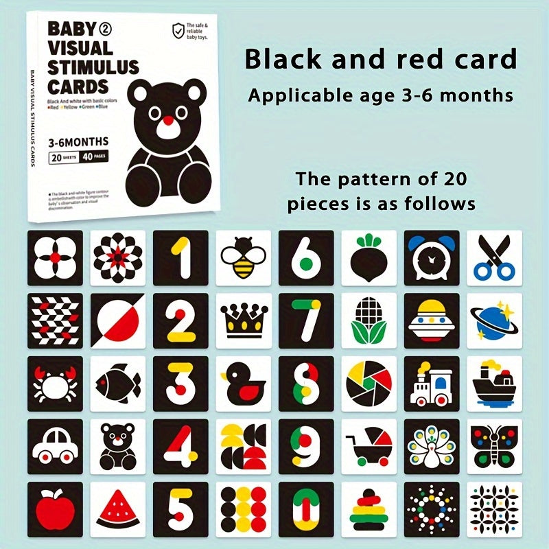 Black and White Visual Stimulation Card for Newborns to 3-Year-Olds: Early Education Puzzle Toy for Tracking and Training.