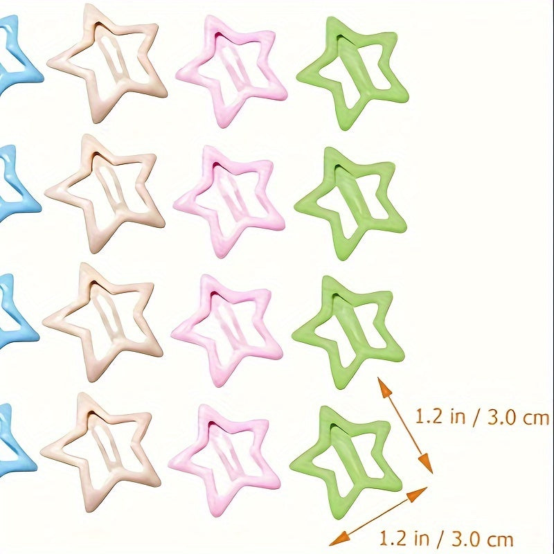 40 colorful Y2K Star Hair Clips, hollow kawaii small five-pointed design for ladies, girls, and babies