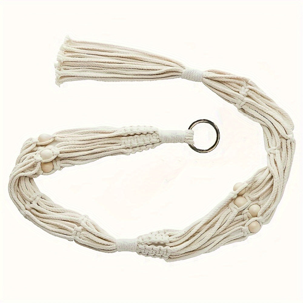 Macrame double plant hanger, indoor/outdoor use, 2 or 3 tier, cotton rope with beads, lengths 124.46 cm/177.8 cm.