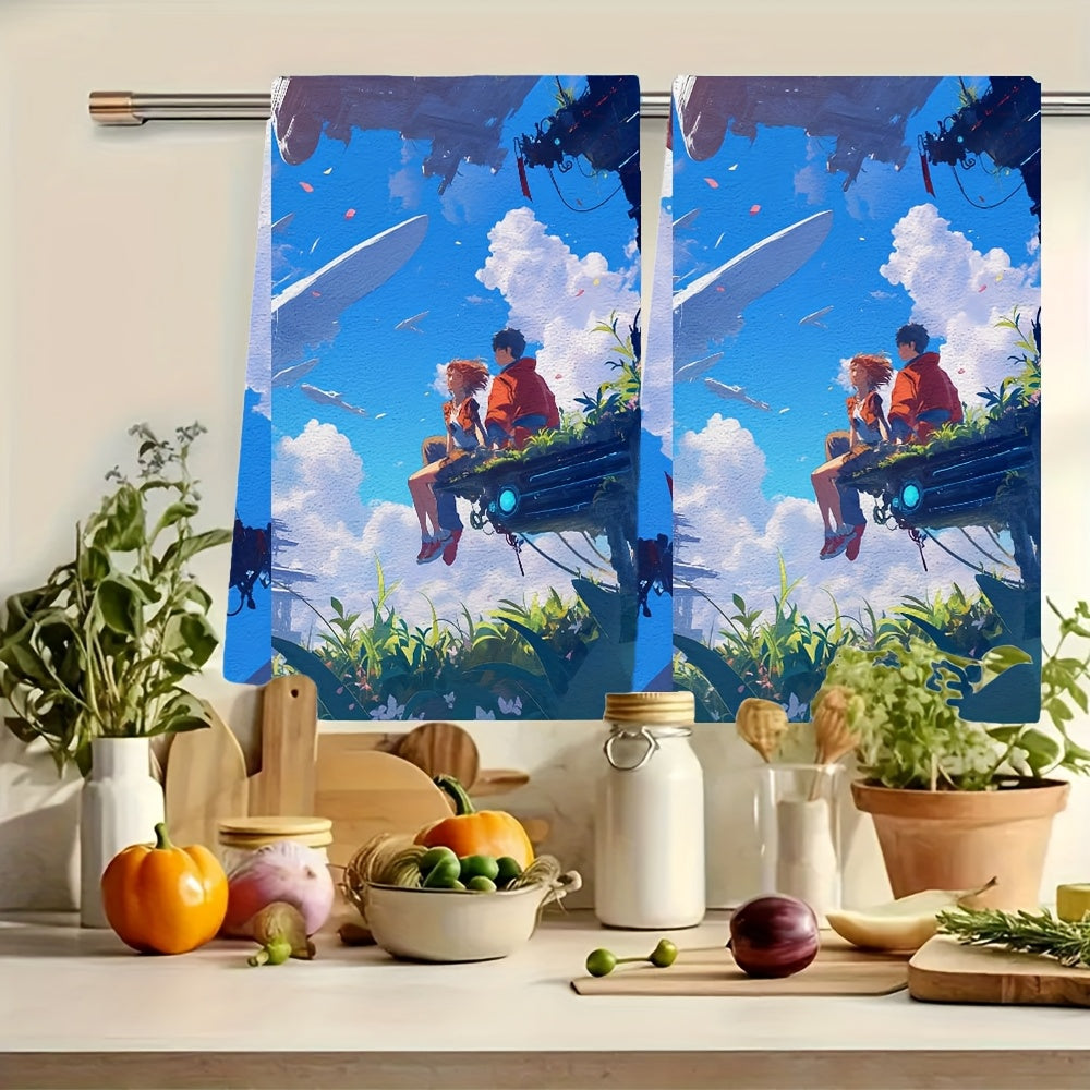 Get ready to elevate your kitchen decor with this set of two luxurious kitchen towels. Crafted from ultra-soft material, these towels feature the heartfelt phrase "Love Is The Most Beautiful Journey And You Are My Favorite World." Perfect for adding a