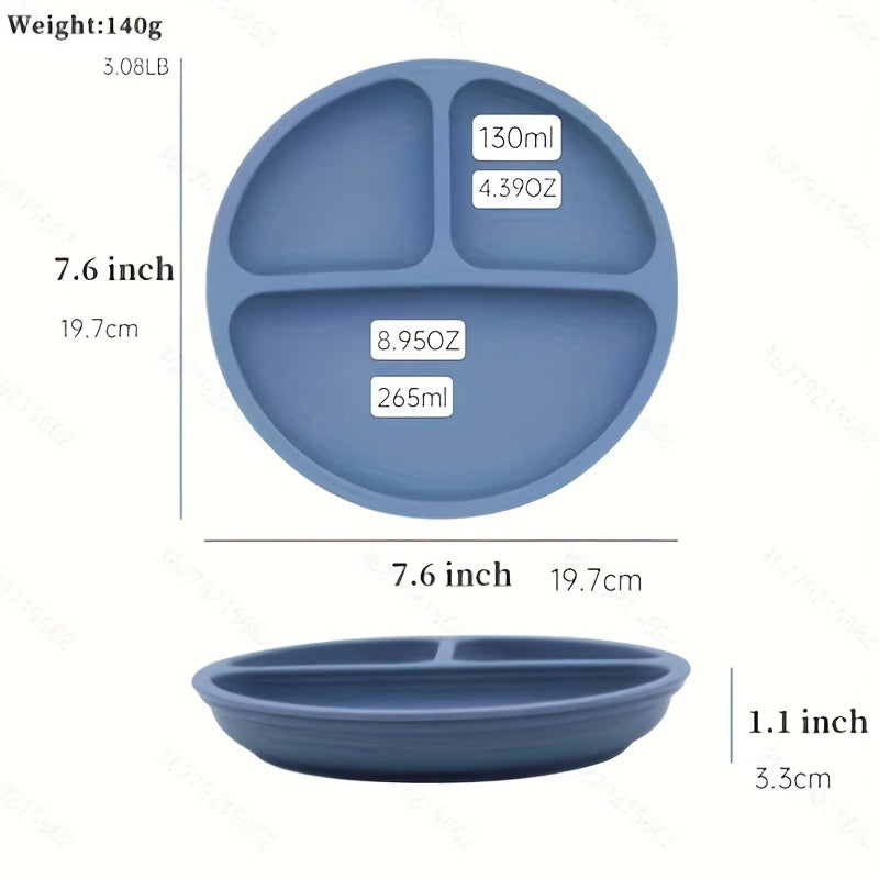 Набор из 2 силиконовых разделенных тарелок с крышкой и присоской для младенцев и малышей | Тарелка остается на месте, безопасна для микроволновой печи и посудомоечной машины | Идеально для привередливых едоков | 100% Силиконовая Конструкция